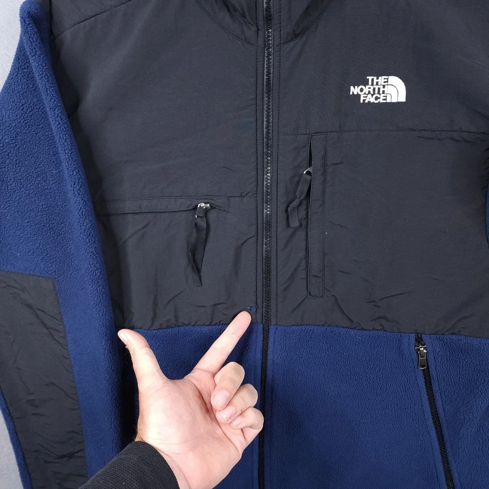 The North Face Denali Polartec Fleece Jacket Mens Medium Blue Black Zip Coat